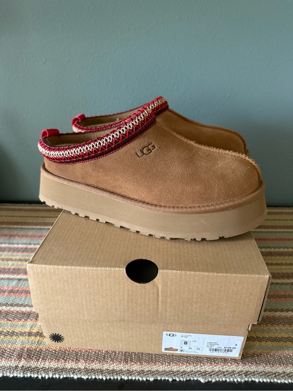 UGG Womens Tazz Chestnut Suede Slip-On Clogs NIB